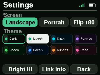 Remote settings: orientation, theme and brightness